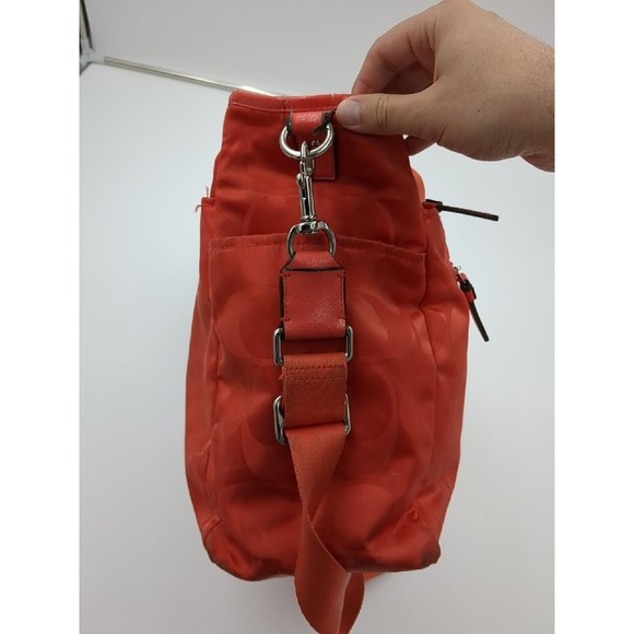 COACH Signature C Convertible‎ Nylon Diaper Bag Baby Tote M1361-F77577 Coral VTG - Picture 10 of 16